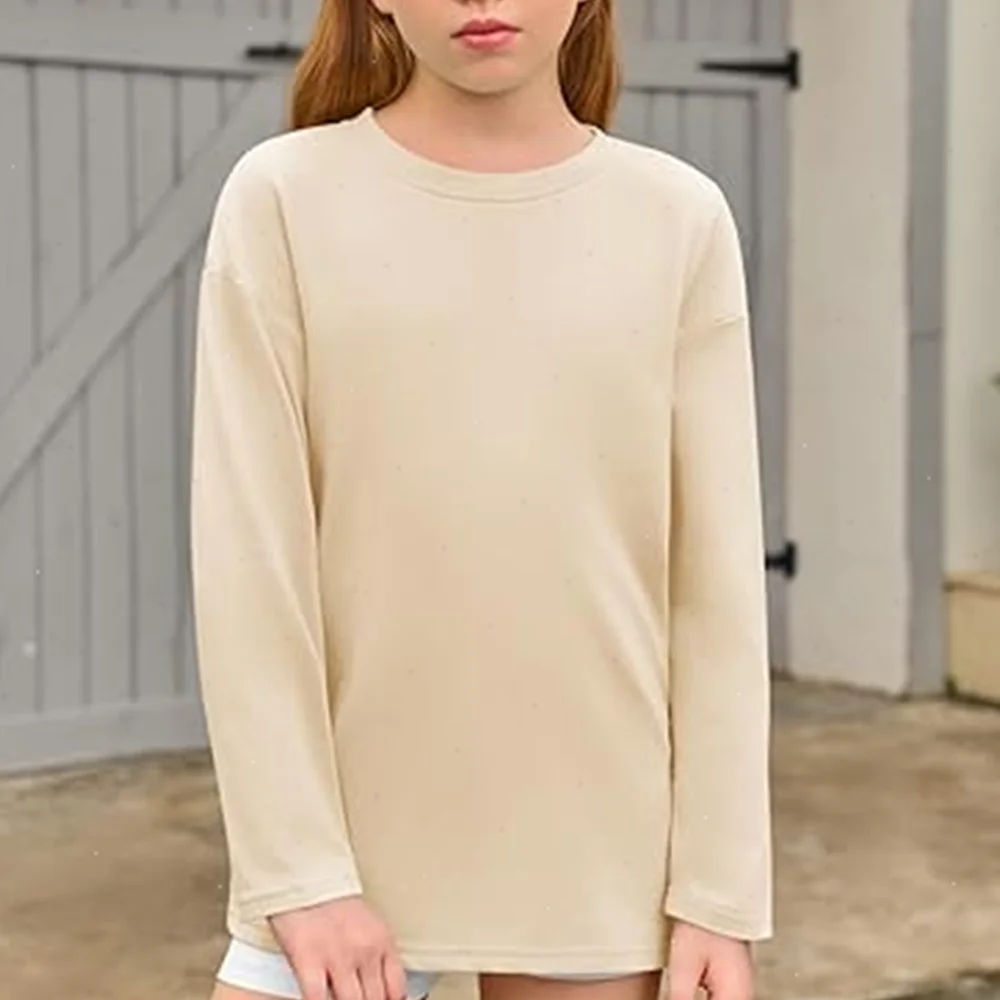 Girls Boys Long Sleeve T-Shirts Casual Kids Pure Cotton O-neck Solid Tee Tops Spring Blouse T Shirt for Teens Girl Clothes 3-14Y thumbnail 6