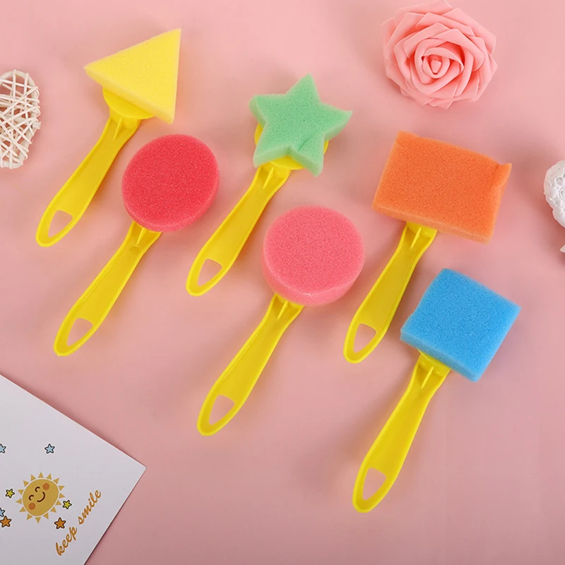 12-48PCS/Set Sponge Painting Brush DIY Fun Graffiti Decorating Gadget Colorful Stamp Brush Drawing Tool Handmade Brush Stick ZYF thumbnail 4