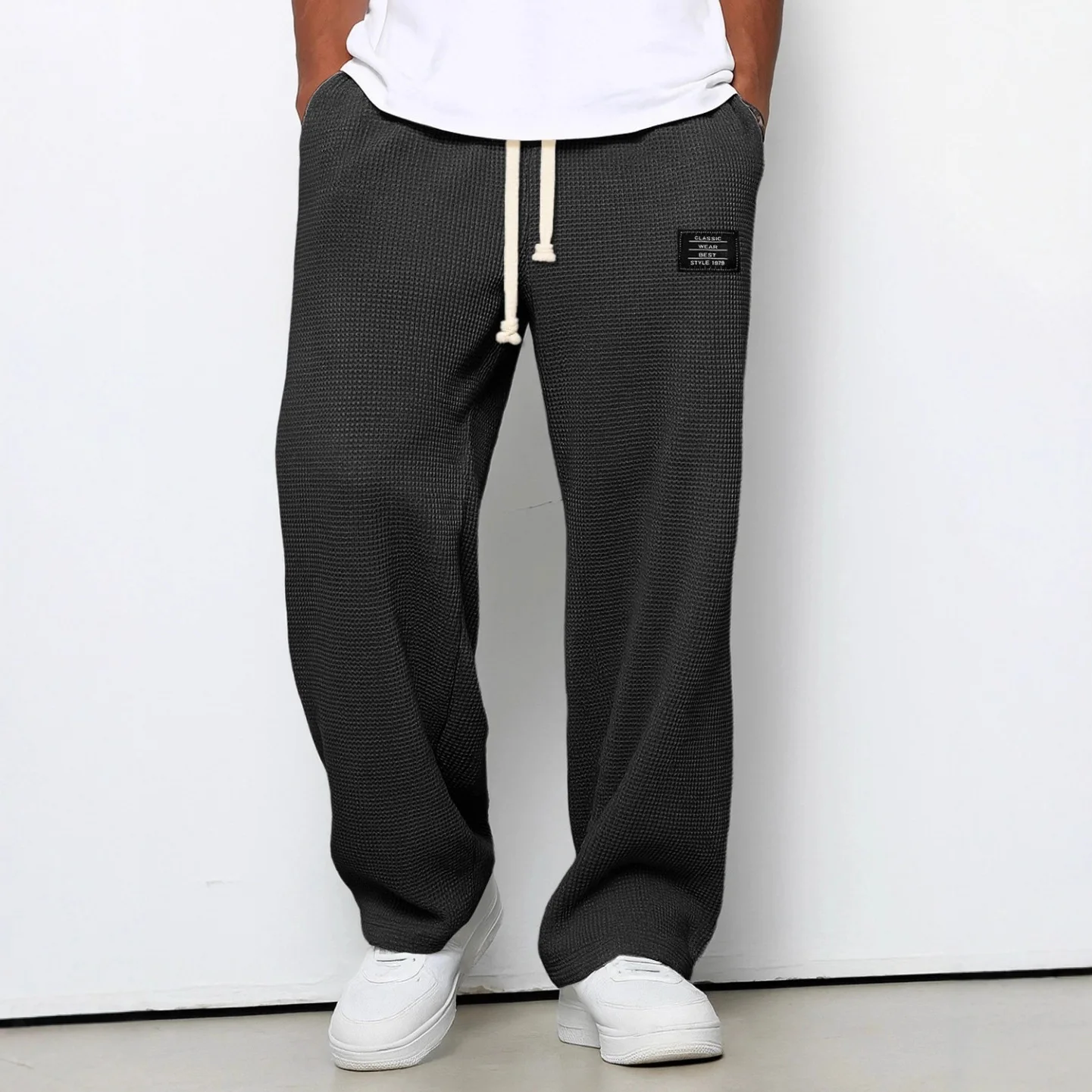 Men's Stretch Straight-Leg Sweatpants Spring-Autumn Fashion Loose-Fitting Wide-Leg Casual Pants for Sports And Leisure thumbnail 3