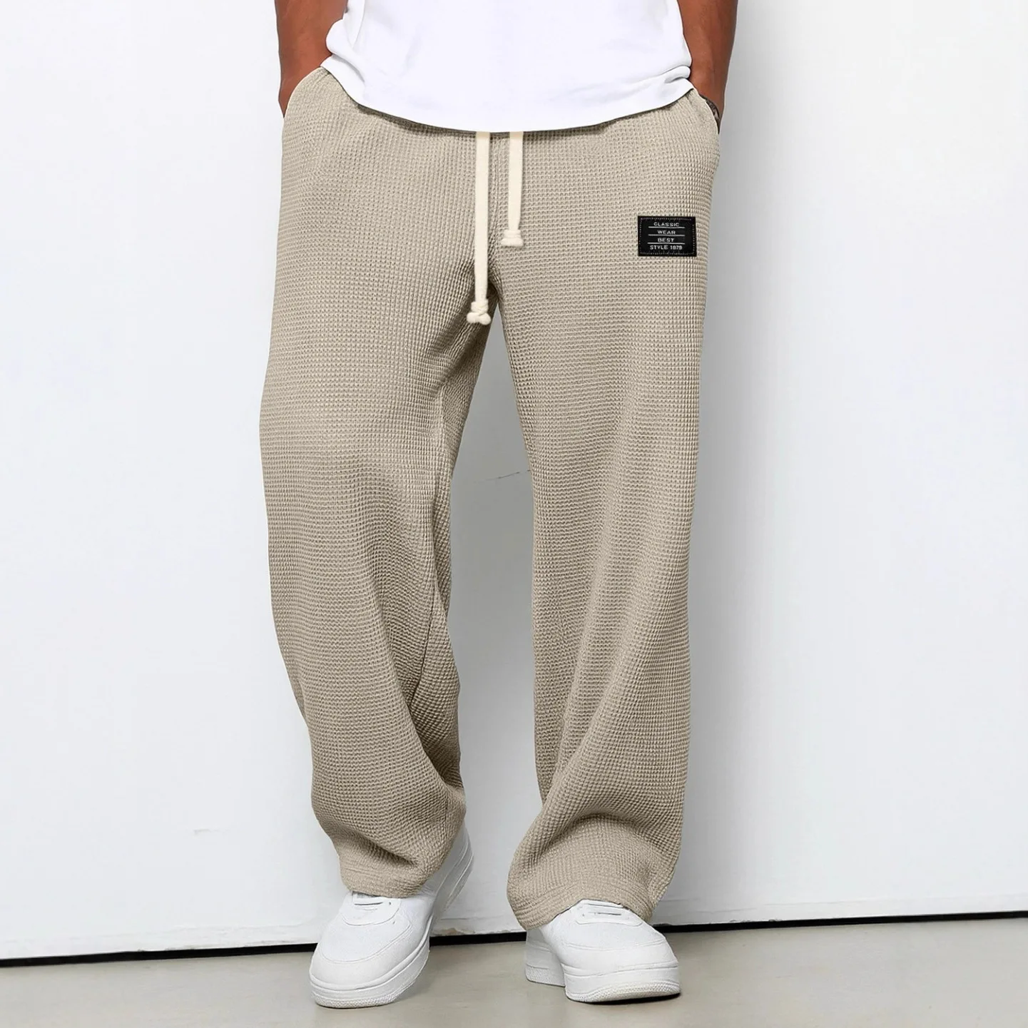 Men's Stretch Straight-Leg Sweatpants Spring-Autumn Fashion Loose-Fitting Wide-Leg Casual Pants for Sports And Leisure thumbnail 4