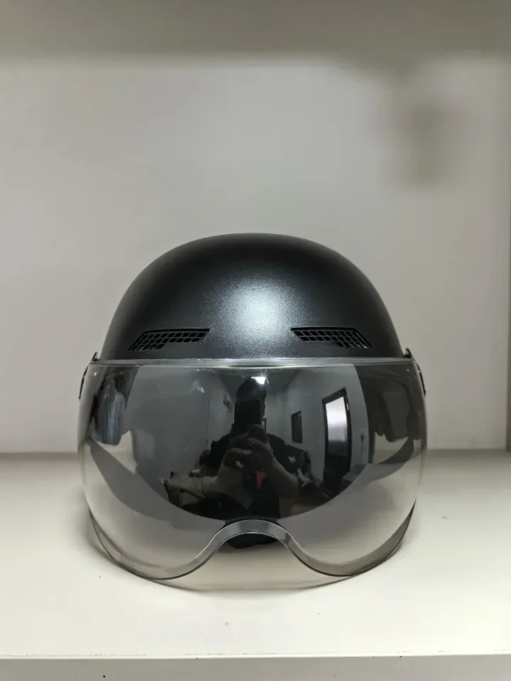 Motorcycle Helmet Vintage Black with Goggles Men Women For Ebike Cycling Urban Commuter thumbnail 3