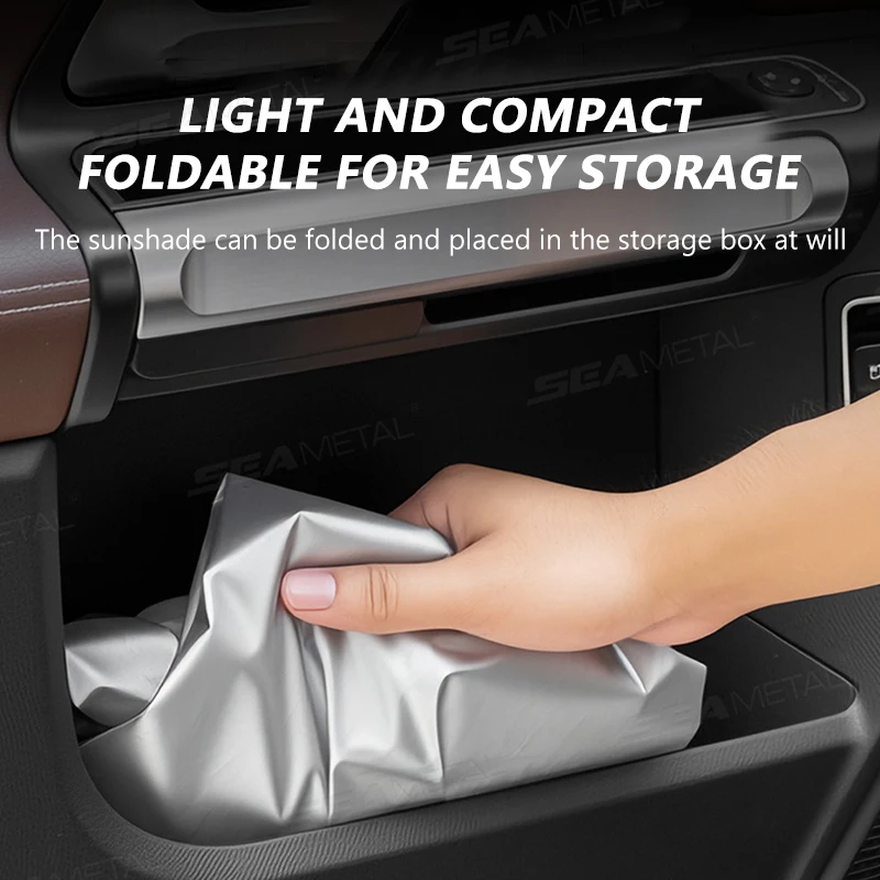 SEAMETAL Car Steering Wheel Anti-Heat Sun Shade Cover Sunscreen Insulation Sun-proof Anti-UV Protect Shield Interior Accessories thumbnail 4