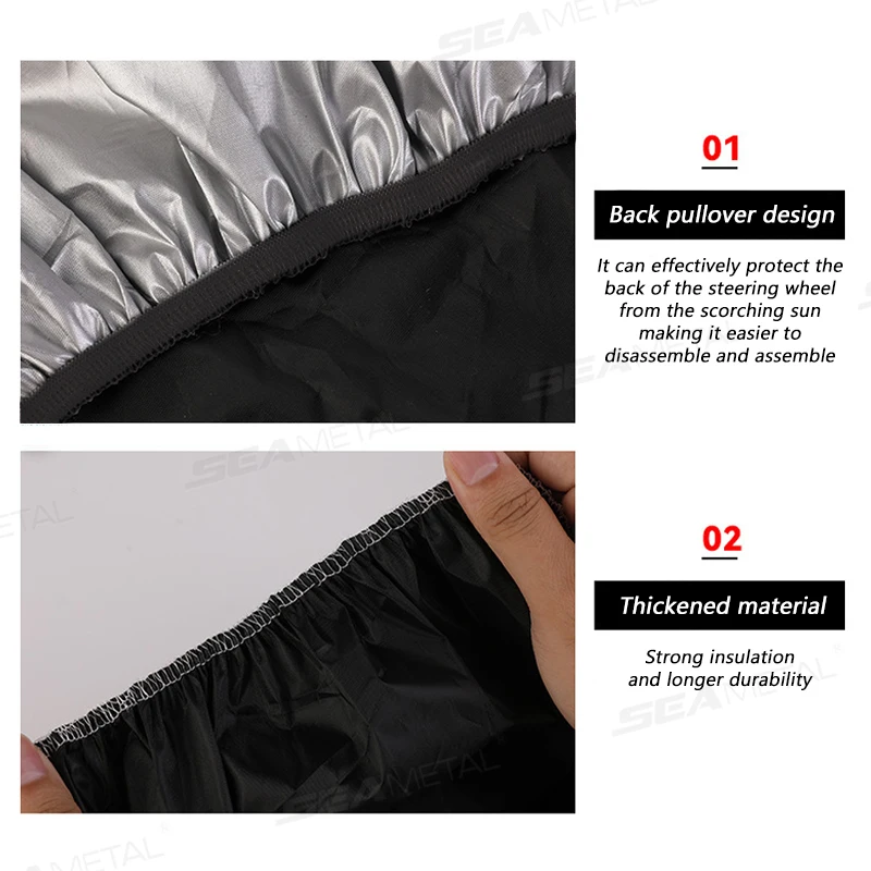 SEAMETAL Car Steering Wheel Anti-Heat Sun Shade Cover Sunscreen Insulation Sun-proof Anti-UV Protect Shield Interior Accessories thumbnail 6