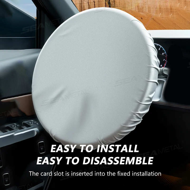 SEAMETAL Car Steering Wheel Anti-Heat Sun Shade Cover Sunscreen Insulation Sun-proof Anti-UV Protect Shield Interior Accessories thumbnail 2