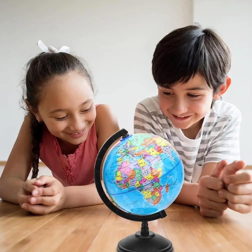 1pc Classroom Teaching Globe Set, HD English World Map with 360° Swivel Base, Standard Geography Resource for Schools thumbnail 5