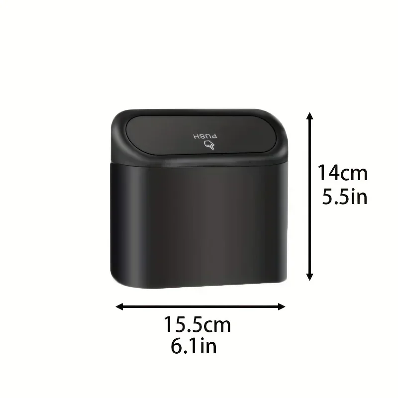 Universal Car Clamshell Trash Bin Hanging Vehicle Garbage Dust Case Storage Box Black Square Pressing Trash Can Accessories thumbnail 6