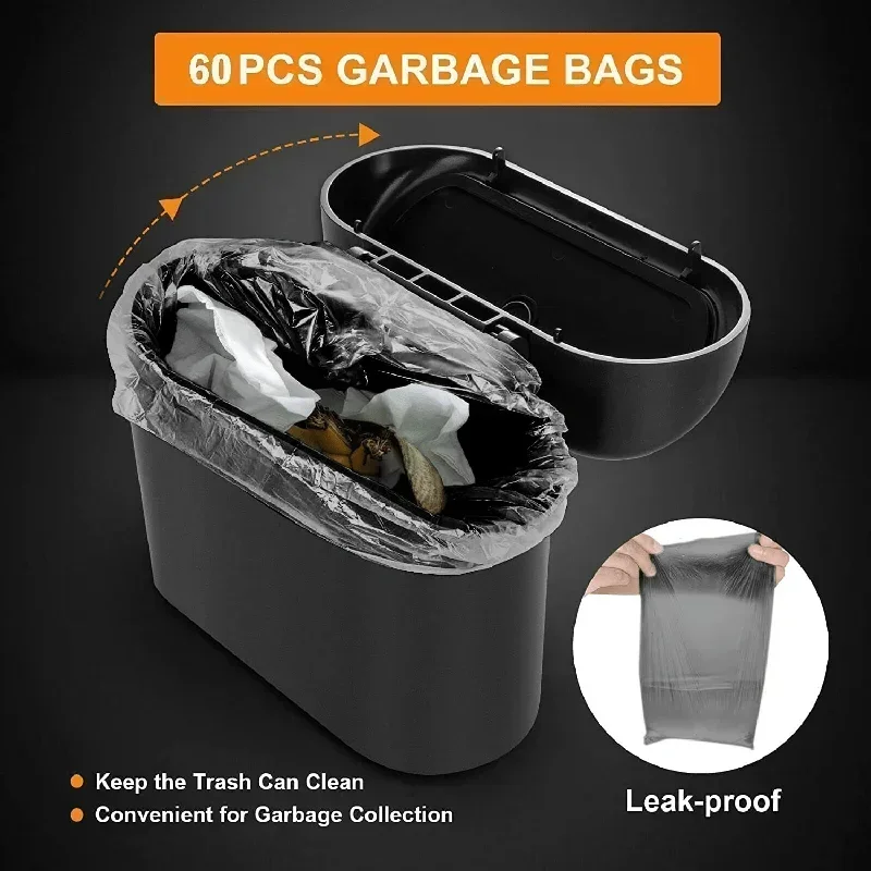Universal Car Clamshell Trash Bin Hanging Vehicle Garbage Dust Case Storage Box Black Square Pressing Trash Can Accessories thumbnail 3