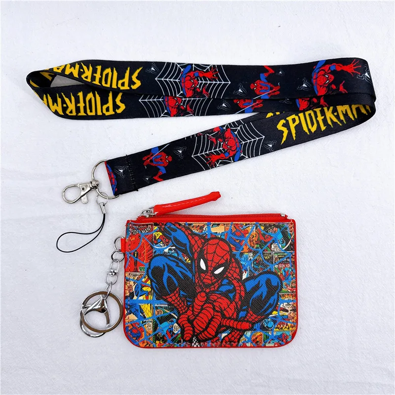Marvel Coin Purses Spider-Man Card Set Coin Bag with Lanyard Work License Badge with Key Ring Lanyard Cute Wallet for Boys thumbnail 5