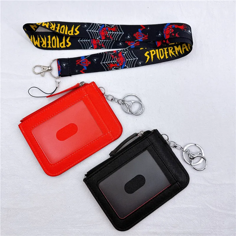 Marvel Coin Purses Spider-Man Card Set Coin Bag with Lanyard Work License Badge with Key Ring Lanyard Cute Wallet for Boys thumbnail 3