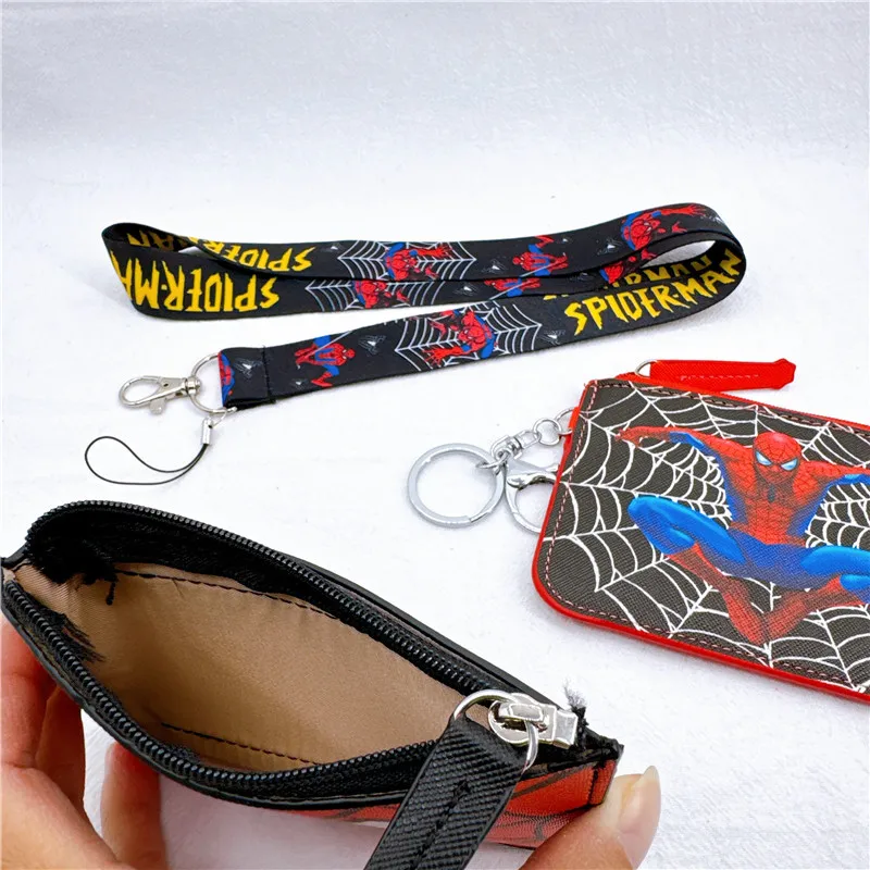 Marvel Coin Purses Spider-Man Card Set Coin Bag with Lanyard Work License Badge with Key Ring Lanyard Cute Wallet for Boys thumbnail 4