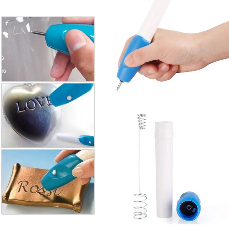 Mini Electric Engraving Pen Blue DIY Miniature Carving Machines for Plastic Wood Metal Glass Stone Leather Engraving Tool thumbnail 3