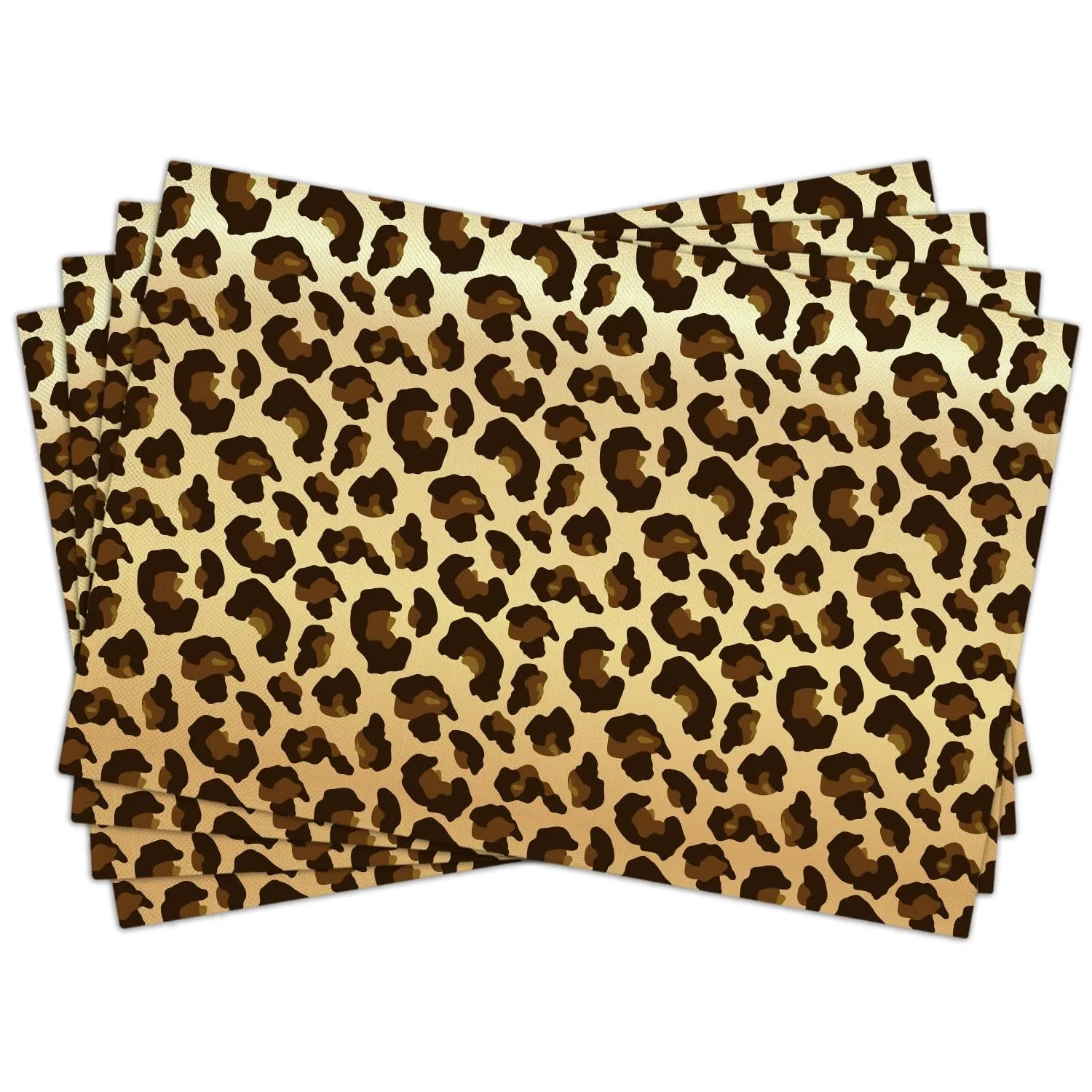 Black Brown Leopard Print Place Mats, Cheetah Leopard Placemats for Dining Kitchen Wild Animal Theme Non-Slip Table Mats thumbnail 5