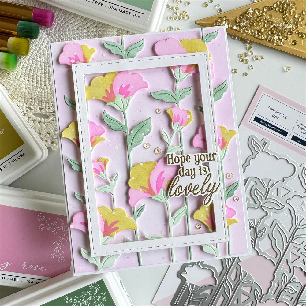 2026 New Rising Wildflowers Frames Metal Cutting Dies for Layering Stencils DIY Scrapbooking Album Embossing Paper Card Handmade thumbnail 5