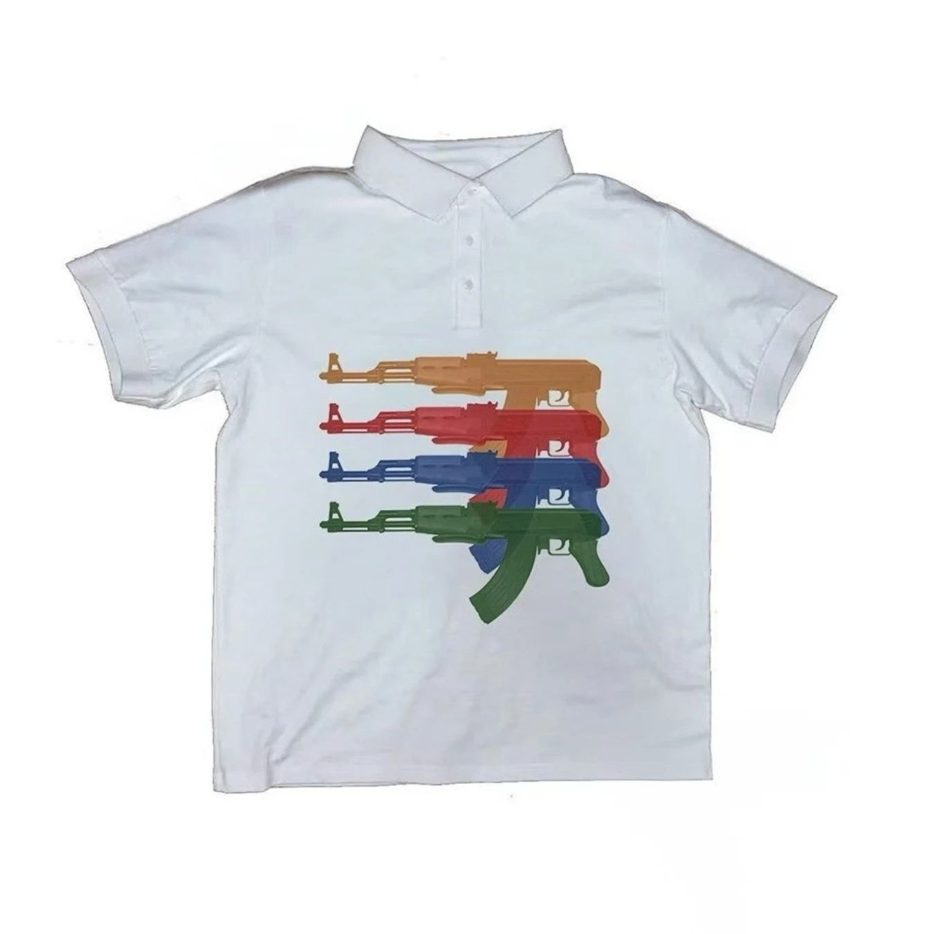 Fashion Trend Y2k Short Sleeve Printed Pattern Top Retro Summer Street Solid Color Polo T-shirt thumbnail 3