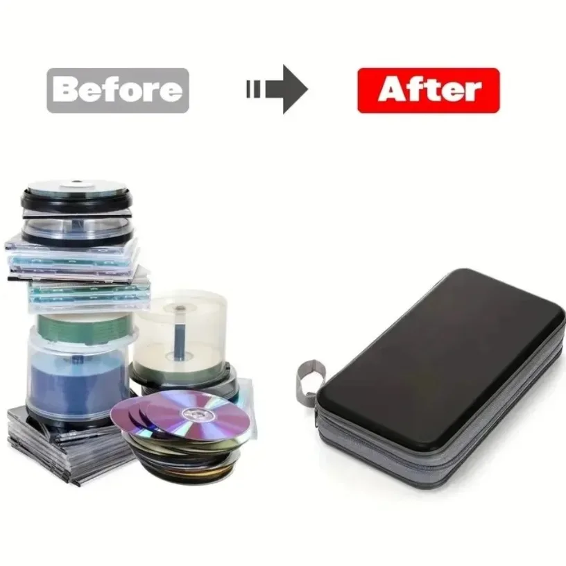 CD Case, DVD Case Holder 96 Capacity Hard Plastic CD DVD Disc Cases Storage Binder Wallet for Car Home Office Travel thumbnail 5