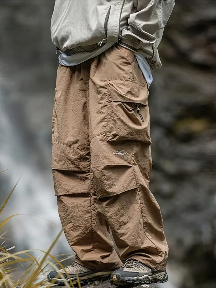 Spring Summer Baggy Cargo Hiking Pants Men Waterproof Casual Sport Jogging Parachute Pants Outdoor Wide leg Trousers thumbnail 2