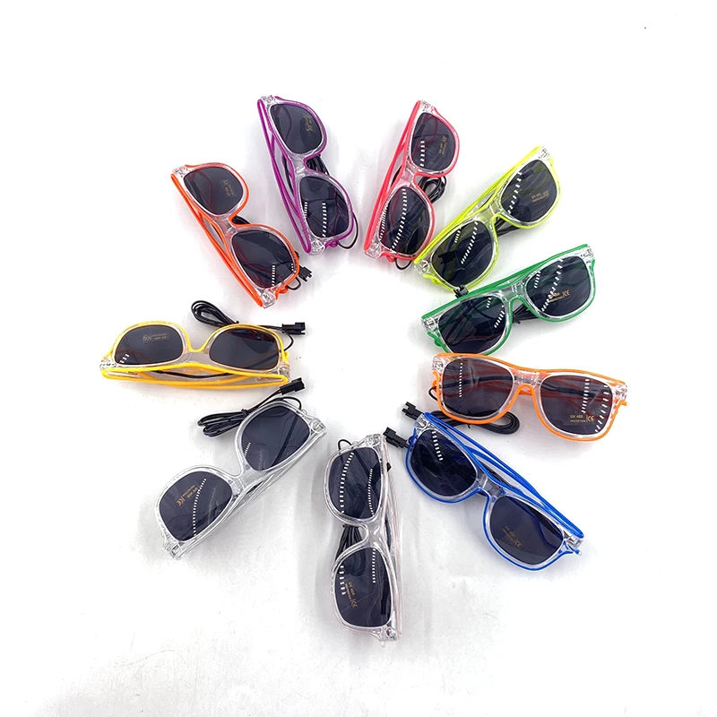 Cold Light Transparent Frame Eyeglasses Bar Nightclub LED Props Fashion Luminous Glasses Hot Sunglasses with Party Accessories thumbnail 5