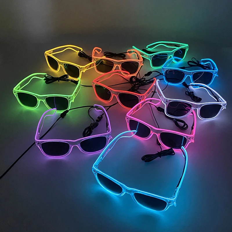 Cold Light Transparent Frame Eyeglasses Bar Nightclub LED Props Fashion Luminous Glasses Hot Sunglasses with Party Accessories thumbnail 2