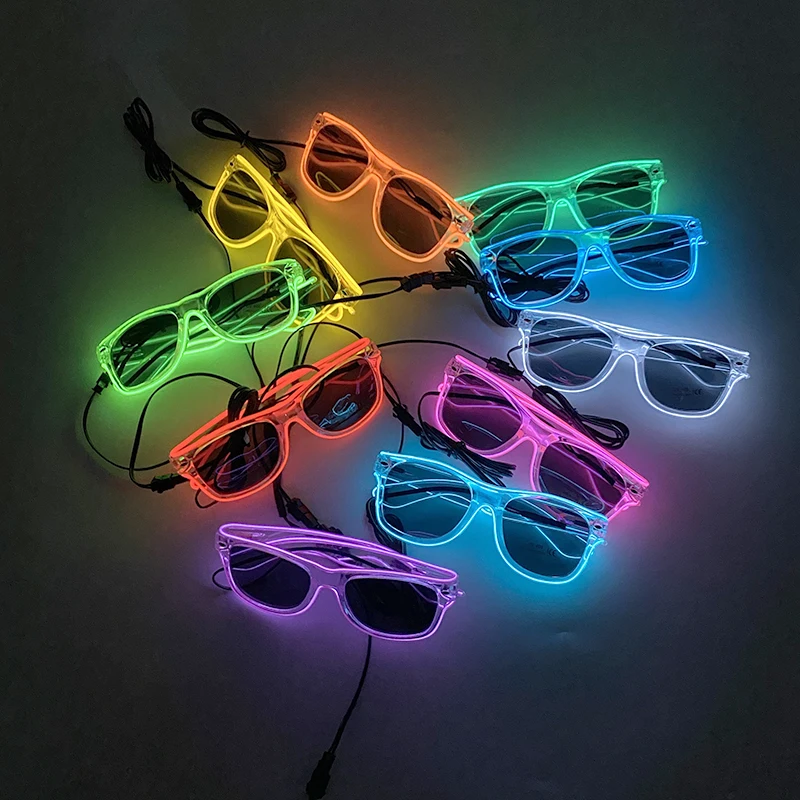 Cold Light Transparent Frame Eyeglasses Bar Nightclub LED Props Fashion Luminous Glasses Hot Sunglasses with Party Accessories thumbnail 3