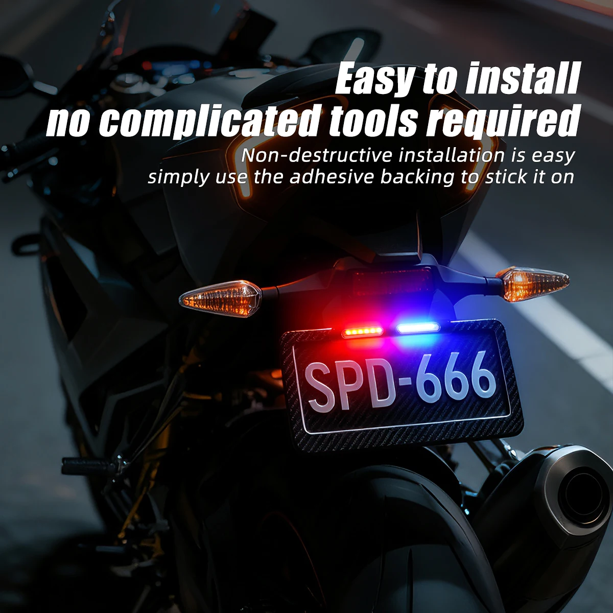 Universal Motorcycle COB Strobe Anti Collision Warning Light Self-Adhesive Rear Taillight Signal Lights Red Blue Flashing Lamp thumbnail 5