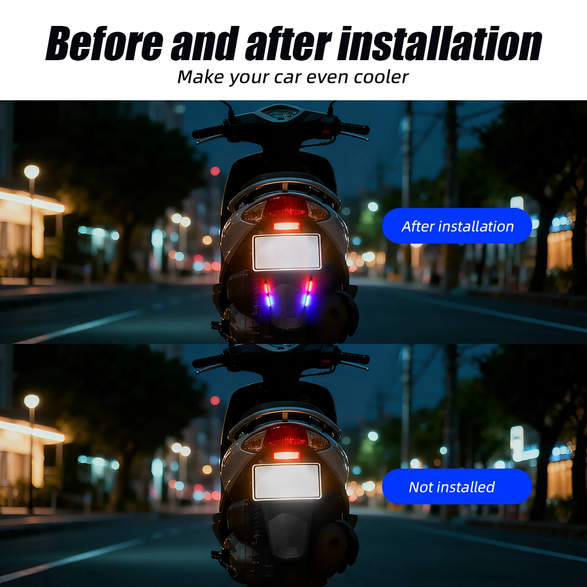 Universal Motorcycle COB Strobe Anti Collision Warning Light Self-Adhesive Rear Taillight Signal Lights Red Blue Flashing Lamp thumbnail 6