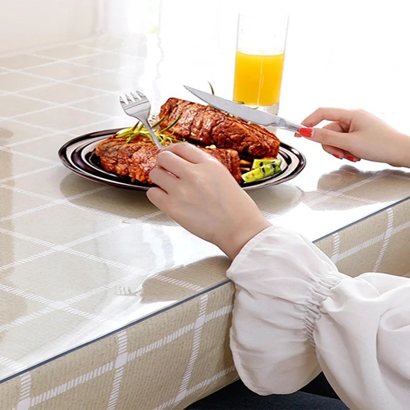 PVC Tablecloth Transparent Dining table cloth with kitchen Waterproof Oilproof tablecloths Soft glass rectangular table mat1.0mm thumbnail 4