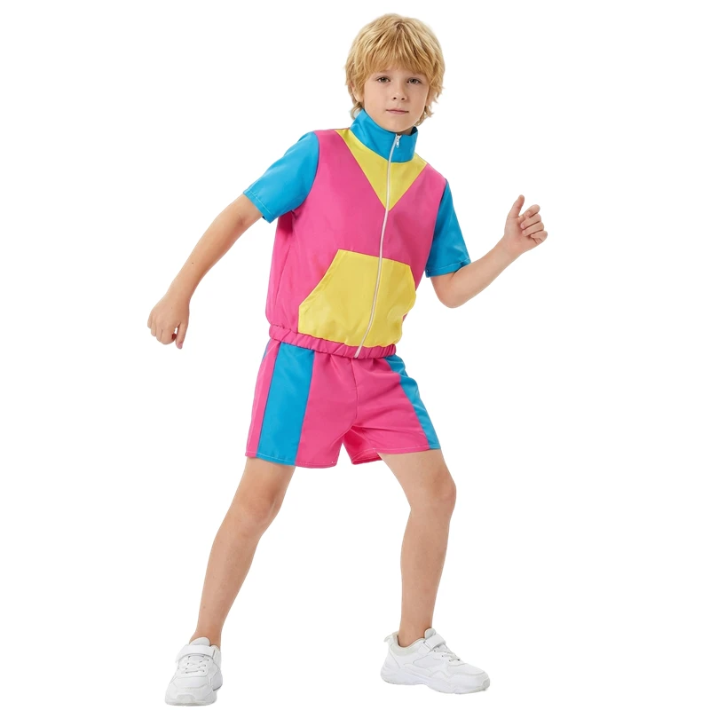 80s 90s Kids Disco Costumes Hip Hop Street Dance Leotards School Sports Short-Sleeve Shorts Pop Dance Festival Performance Wear thumbnail 5