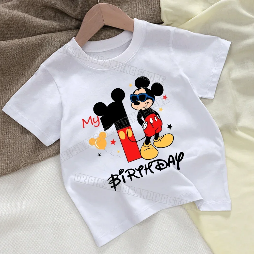 Mickey Mouse Baby Cotton T Shirt Disney Cartoon Boy Birthday Clothes Girl Tees Shirt Clothes Anime Kawaii Tops Baby Clothing thumbnail 6