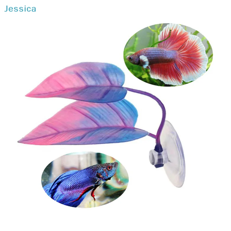 ♥Betta Fish Rest Leaf - Silicone Aquarium Betta Hammock Leaf with Suction Cup for Fish Tank Decoration & Resting thumbnail 5