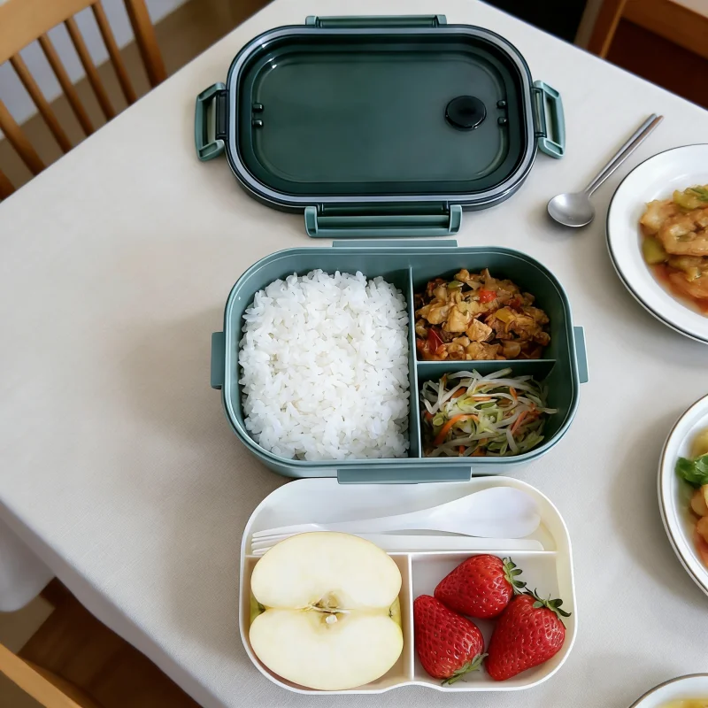 Portable Sealed Double Layer Leak Proof Bento Box with Cutlery Microwave Safe Kids Lunch Box Food Container Kitchen Accessory thumbnail 5