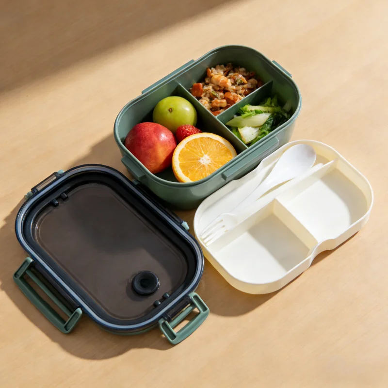 Portable Sealed Double Layer Leak Proof Bento Box with Cutlery Microwave Safe Kids Lunch Box Food Container Kitchen Accessory thumbnail 3