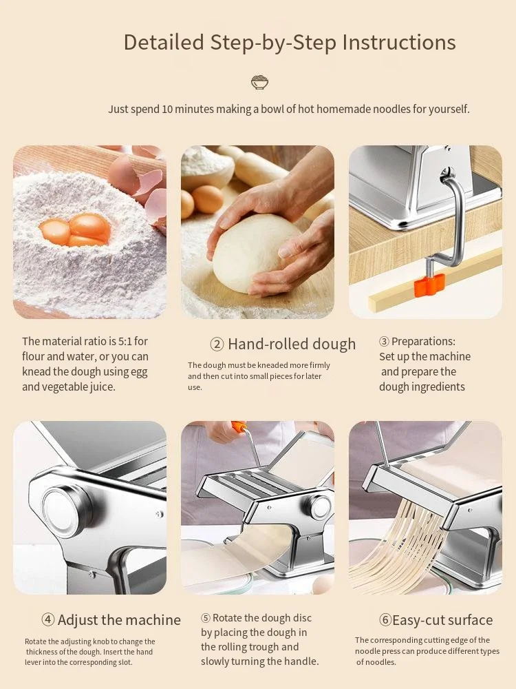 Wholesale Home Kitchen & Restaurant Use Hand Pasta Maker New Technology Noodle Machine for Grain Product Making thumbnail 6