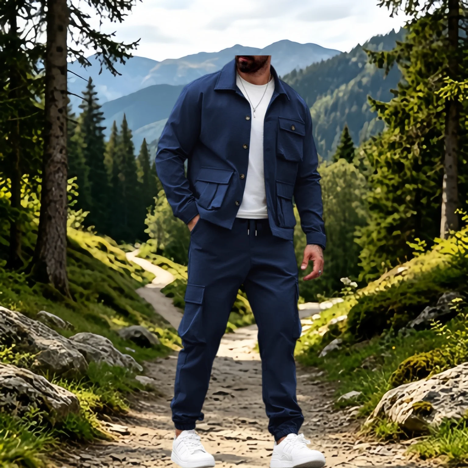 Spring/Summer new men's outdoor camping all-purpose set, featuring relaxed multi-pocket design with a retro style. thumbnail 5