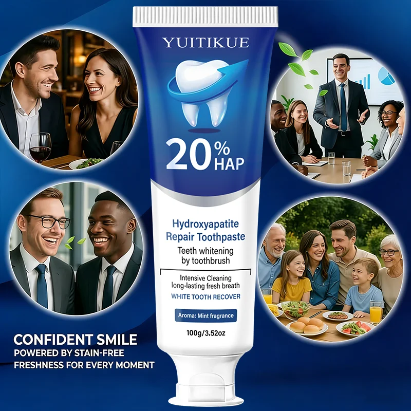 YUITIKUE 20% Hydroxyapatite Toothpaste 100g - Deep Cleaning & Whitening, Fluoride-Free & Mint Fresh, for a Confident Smile thumbnail 5