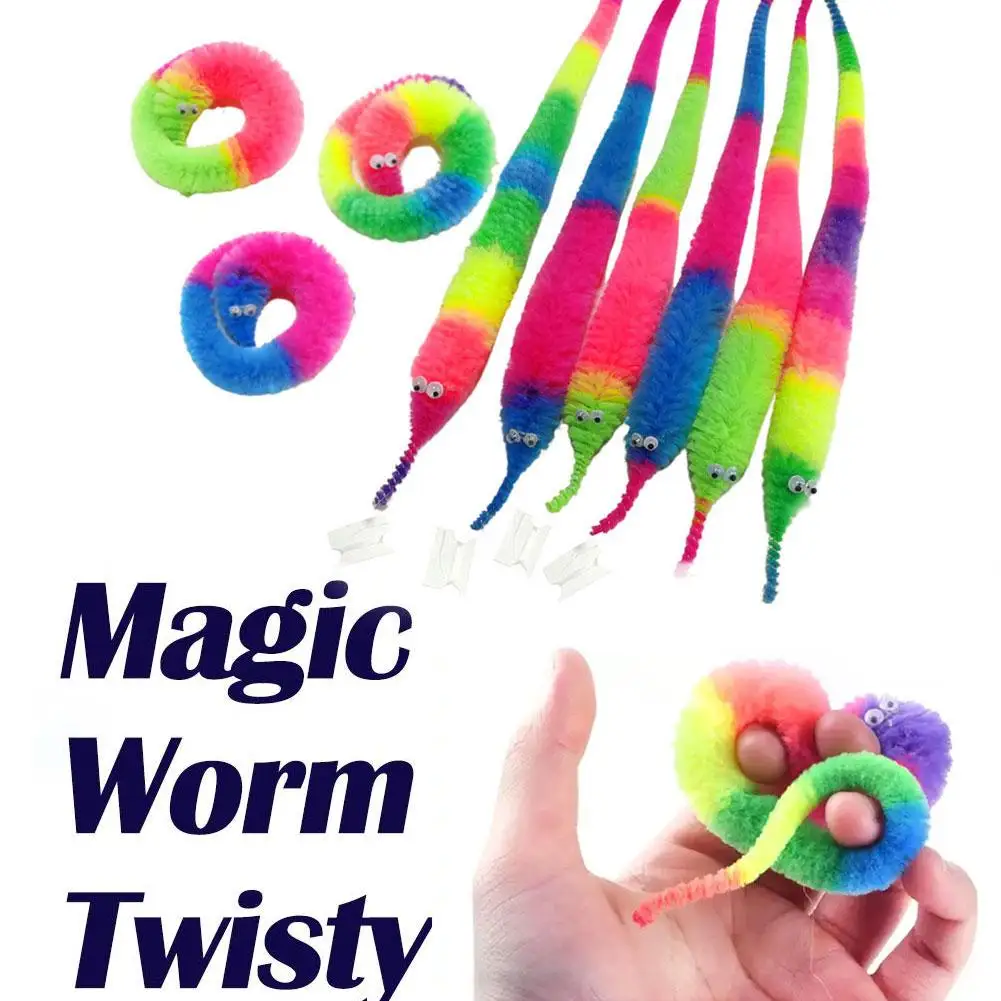 1/3/5Pcs New Funny Props Twisty Magic Worm Trick Toy For Kids Caterpillars On A Invisible String Children Party Game Favor Gift thumbnail 2