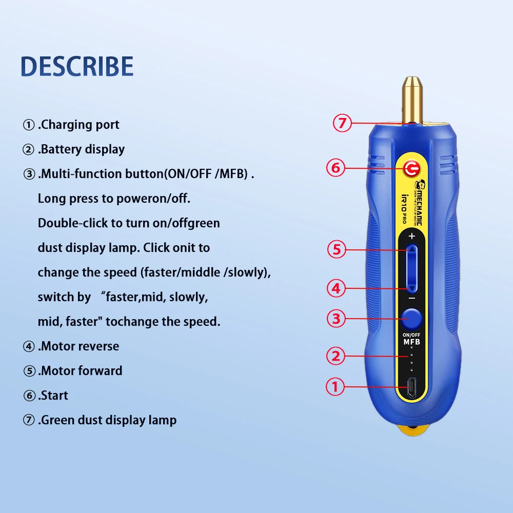 iR10PRO OCA Glue Remover Tool Rechargeable 3 Adjustable Speeds for Mobile Phone Screen border Degumming Cutting & Polishing thumbnail 2