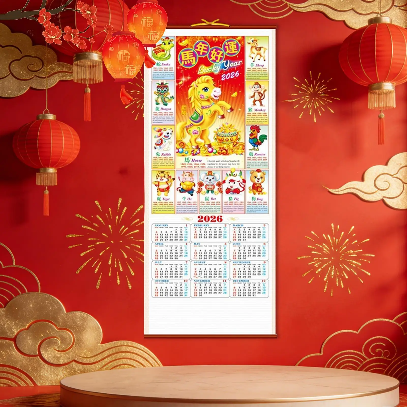 Year Of The Horse Wall Calendar 2026 Chinese Zodiacs Monthly Planner & Decor For Office, School, Home & New Year Gift thumbnail 4