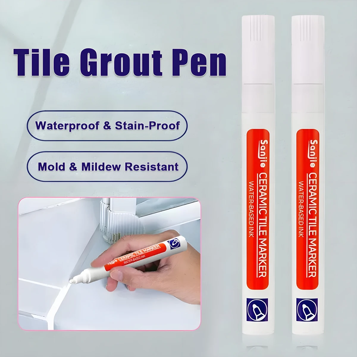 1/3 PCS DIY Grout Pen Quick Dry Home Repair Tool for Bathroom Kitchen Tiles Whitening Grout Marker to Revive Old Grout thumbnail 3