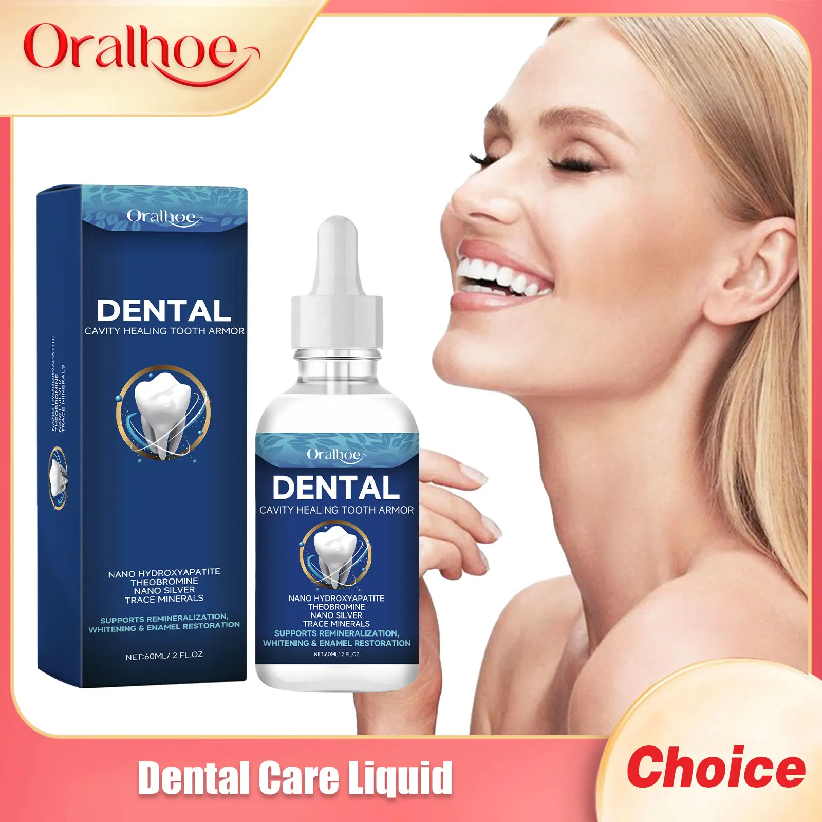 Oralhoe Dental Care Liquid Lasting Freshing Breath Deep Cleaning Oral Hygiene Removes Plaque Stains Teeth Brightening Serum 60ml thumbnail 2