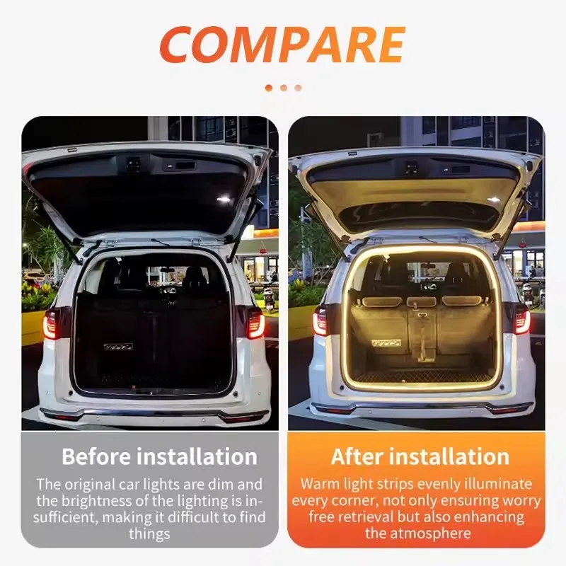 LED Trunk Lighting Lights Dynamic Flowing Flexible Light Strip On/Off Scanning Atmosphere Lamp Waterproof for Car Accessories thumbnail 6