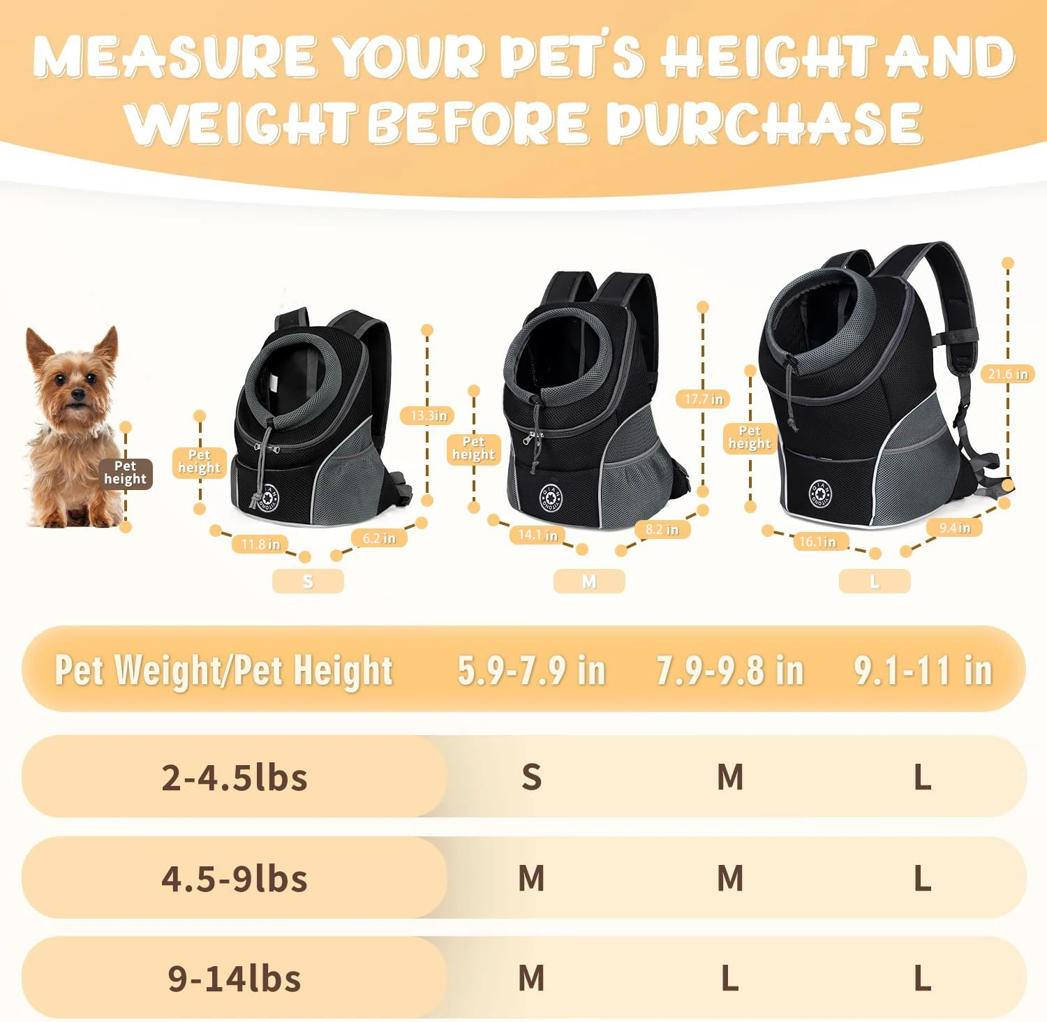Pet Backpack Carrier for Small Dogs & Cats - Front-Folded Travel Backpack with Ventilation Mesh & Harness-Like Zipper Lock thumbnail 2