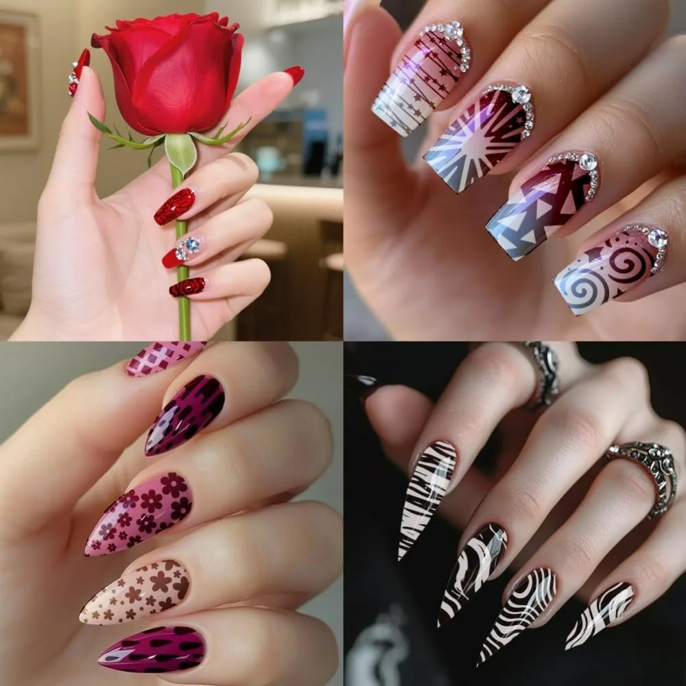 9pcs Marble Texture Nail Stamping Plates Line Graffiti Nail Art Designs Gradient Pattern Manicure Art Templates with Stamper thumbnail 6