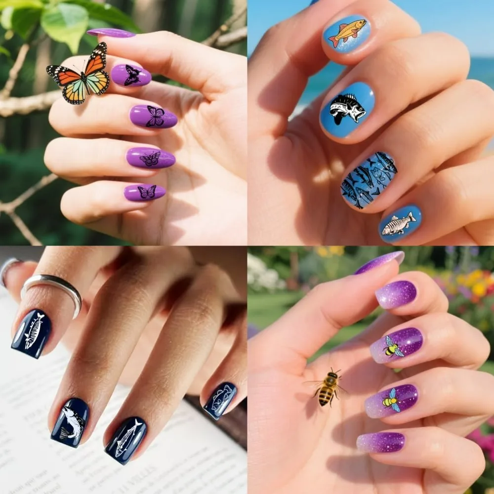 3pcs Insects Nail Stamping Plates Fish Nail Art Templates Beetle Snails Nails Art Stencils Butterfly Nails Stamper Winged thumbnail 4
