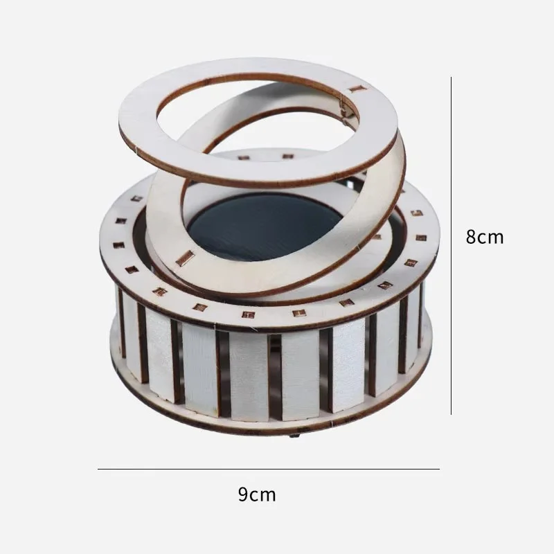 Solar-Powered Double-Ring Rotating Toy Kids Fun Tech DIY Handmade STEM Science Experiment Wooden Assembly Educational Gift thumbnail 5