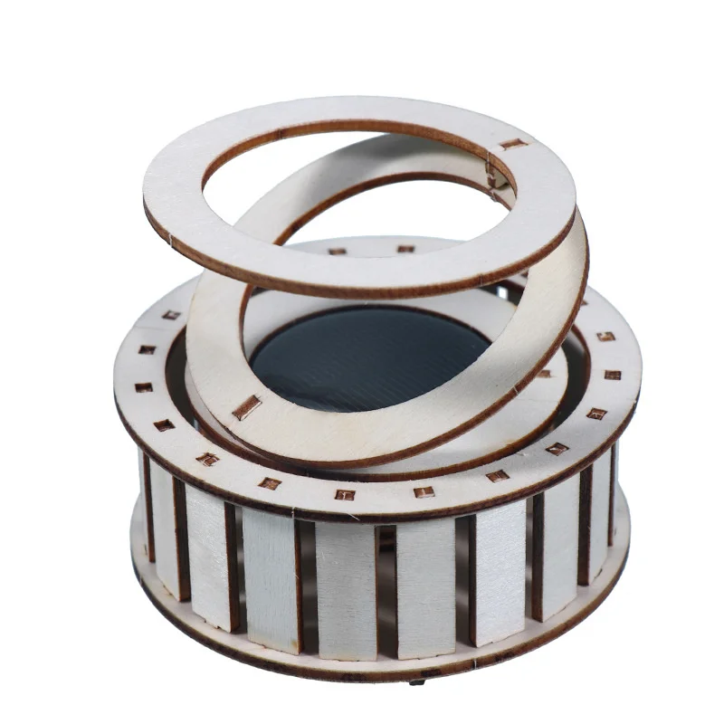 Solar-Powered Double-Ring Rotating Toy Kids Fun Tech DIY Handmade STEM Science Experiment Wooden Assembly Educational Gift thumbnail 6