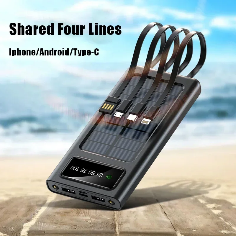 VIVO Solar Power Bank 500000mAh Mobile Large Capacity Power Fast Charging Battery With Dual USB 4 Cables For iPhone Samsung 2026 thumbnail 3