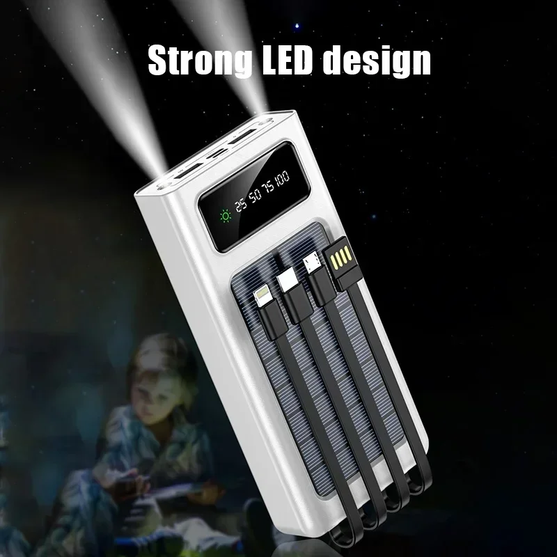 VIVO Solar Power Bank 500000mAh Mobile Large Capacity Power Fast Charging Battery With Dual USB 4 Cables For iPhone Samsung 2026 thumbnail 4