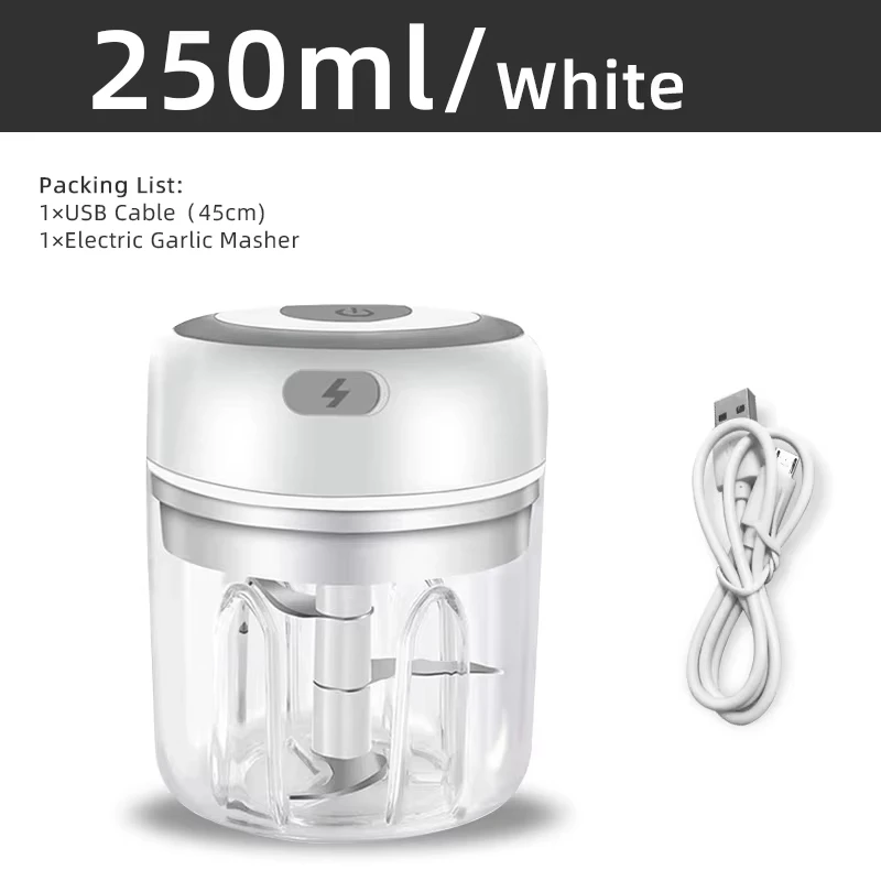 Electric Garlic Mincer 250ML Vegetable Chopper Food Chopper, USB Mini Garlic Mincer, Onion Chopper Portable Small Food Processor thumbnail 3