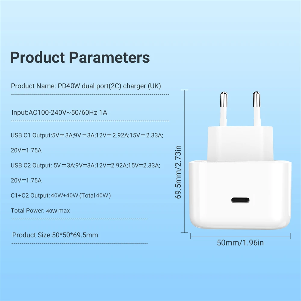 Original PD 40W Fast Charger For Apple iPhone 17 16 15 11 12 13 14 Pro Max Plus iPad Air USB C Type C Fast Charge Phone Charger thumbnail 5