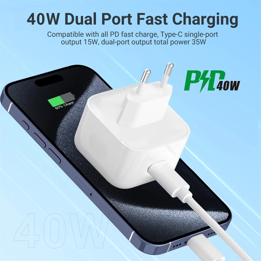 Original PD 40W Fast Charger For Apple iPhone 17 16 15 11 12 13 14 Pro Max Plus iPad Air USB C Type C Fast Charge Phone Charger thumbnail 4